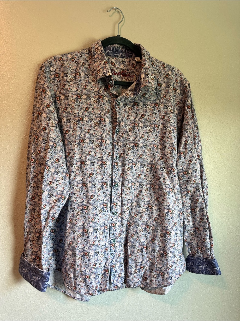 Robert Graham Flip Cuff Shirt Mens Large Classic Fit Floral Geometric XL